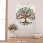 Tree of Life Watercolor - Rainbow Palette Wall Tapestry Gallery Image 2