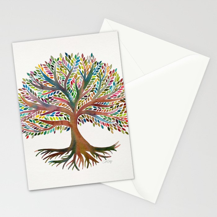Tree of Life Watercolor - Rainbow Palette Stationery Card Gallery Image 2