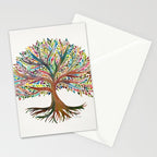 Tree of Life Watercolor - Rainbow Palette Stationery Card Gallery Image 2