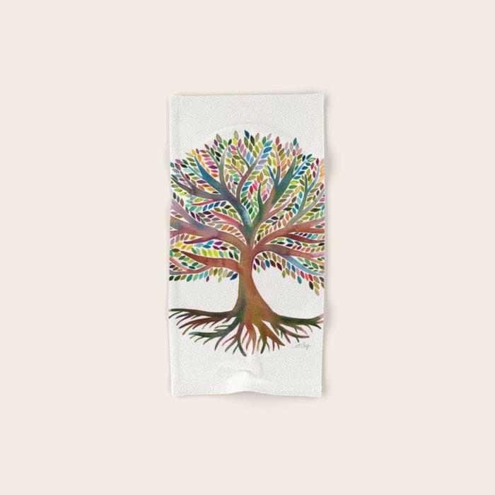 Tree of Life Watercolor - Rainbow Palette Bath Towel Gallery Image 1