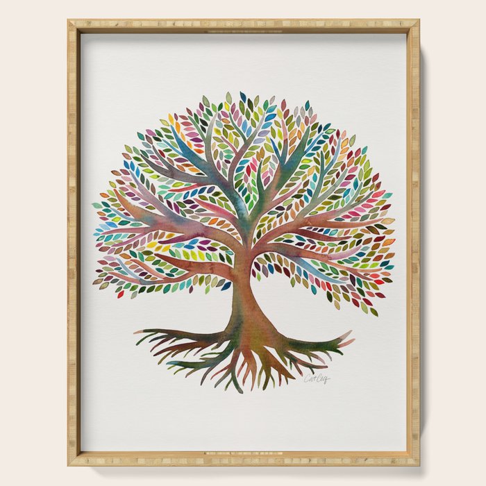 Tree of Life Watercolor - Rainbow Palette Serving Tray Gallery Image 1