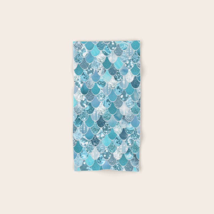 Cute Mermaid Scales, Teal and Aqua Towels Gallery Image 1