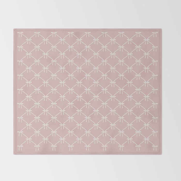 Bows & Ribbons Pattern LVII Pastel Pink Throw Blanket Gallery Image 2