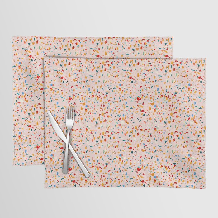 Blush Terrazzo | Pink Eclectic Speckles | Abstract Confetti Painting | Chic Bohemian Illustration Placemat Gallery Image 1