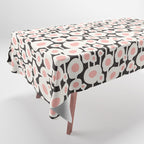 Poppy Dot - Retro Floral Black Pink Tablecloth Gallery Image 1