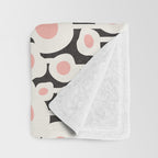 Poppy Dot - Retro Floral Black Pink Throw Blanket Gallery Image 3