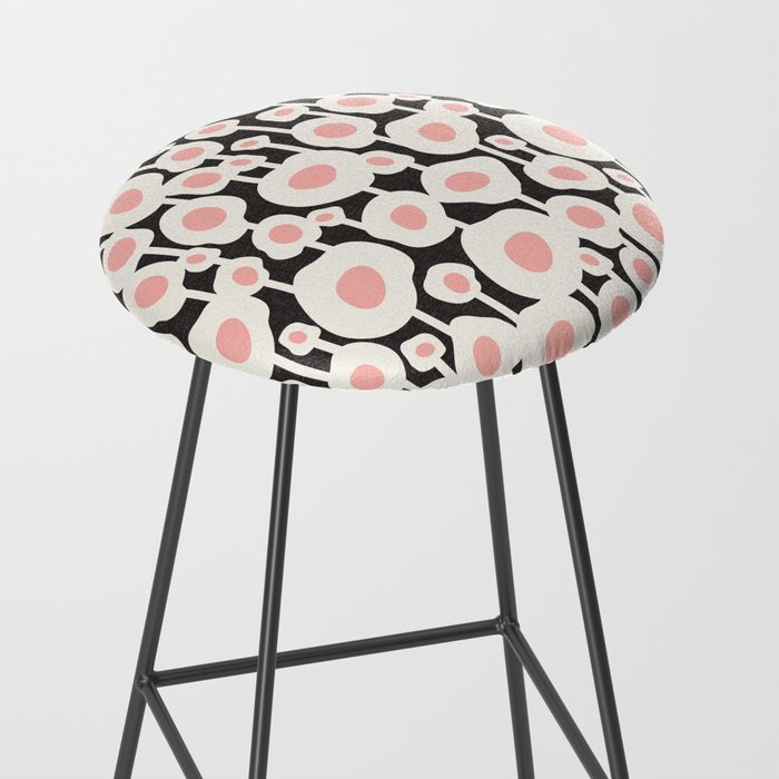 Poppy Dot - Retro Floral Black Pink Stool Gallery Image 2