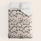 Poppy Dot - Retro Floral Black Pink Comforter Gallery Image 6