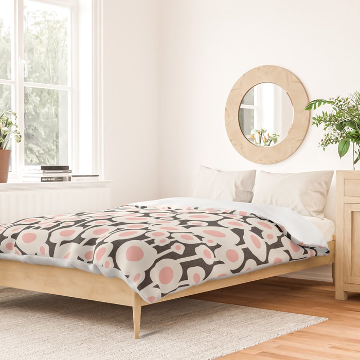 Poppy Dot - Retro Floral Black Pink Duvet Cover Gallery Image 2