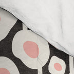 Poppy Dot - Retro Floral Black Pink Comforter Gallery Image 4