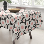 Poppy Dot - Retro Floral Black Pink Tablecloth Gallery Image 3