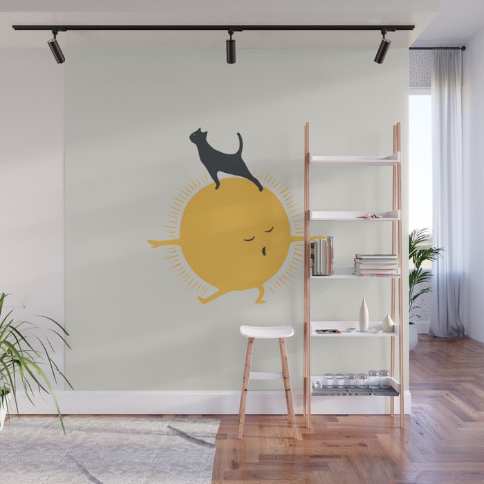 Good Meowâing 9 yoga warrior II Wall Mural Gallery Image 1
