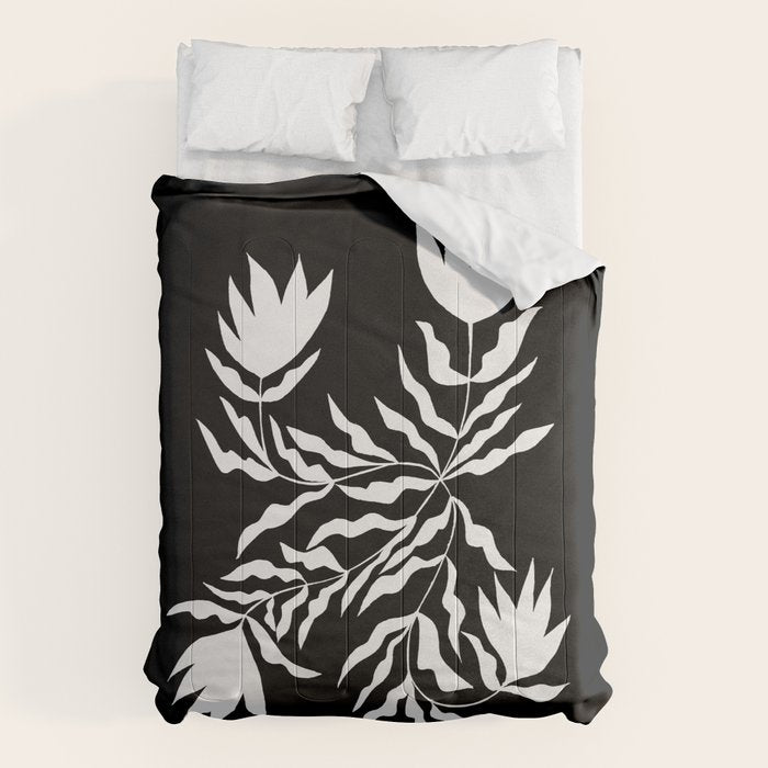 Tulip Tremble In Black  Comforter Gallery Image 1