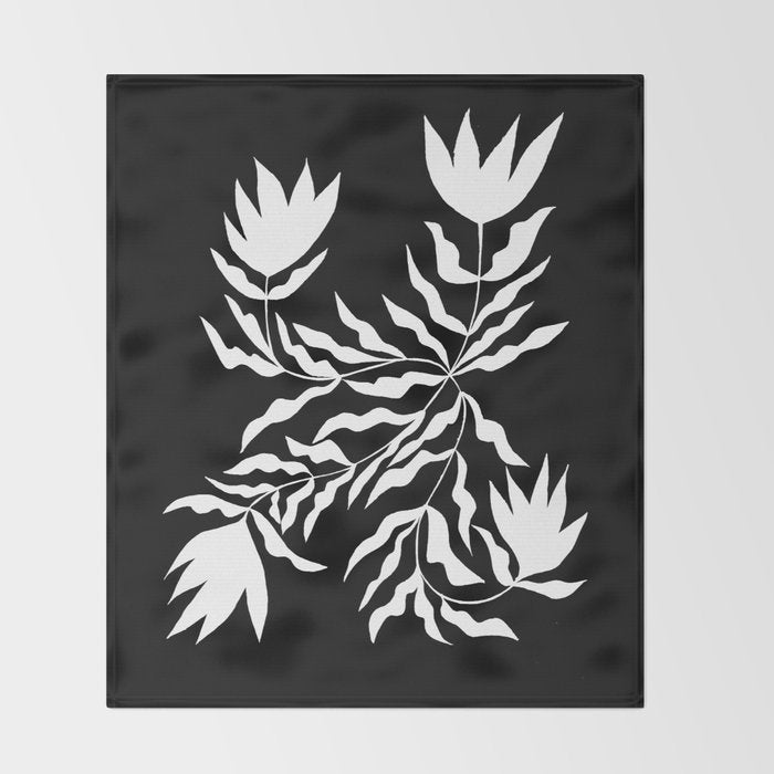 Tulip Tremble In Black  Throw Blanket Gallery Image 2