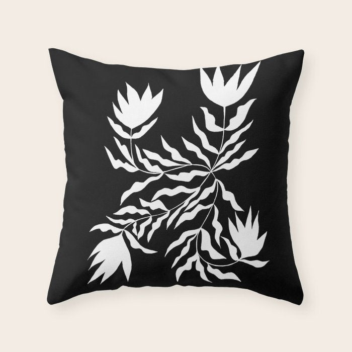 Tulip Tremble In Black  Throw Pillow Gallery Image 6