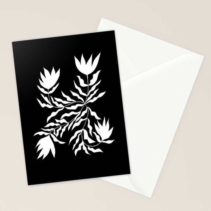 Tulip Tremble In Black  Stationery Card Gallery Image 2