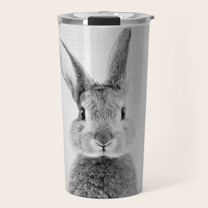 Rabbit - Black & White Travel Mug Gallery Image 1