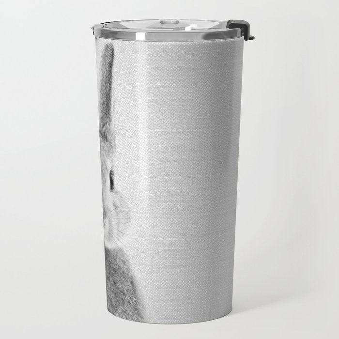 Rabbit - Black & White Travel Mug Gallery Image 2