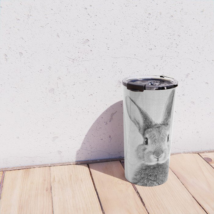 Rabbit - Black & White Travel Mug Gallery Image 4