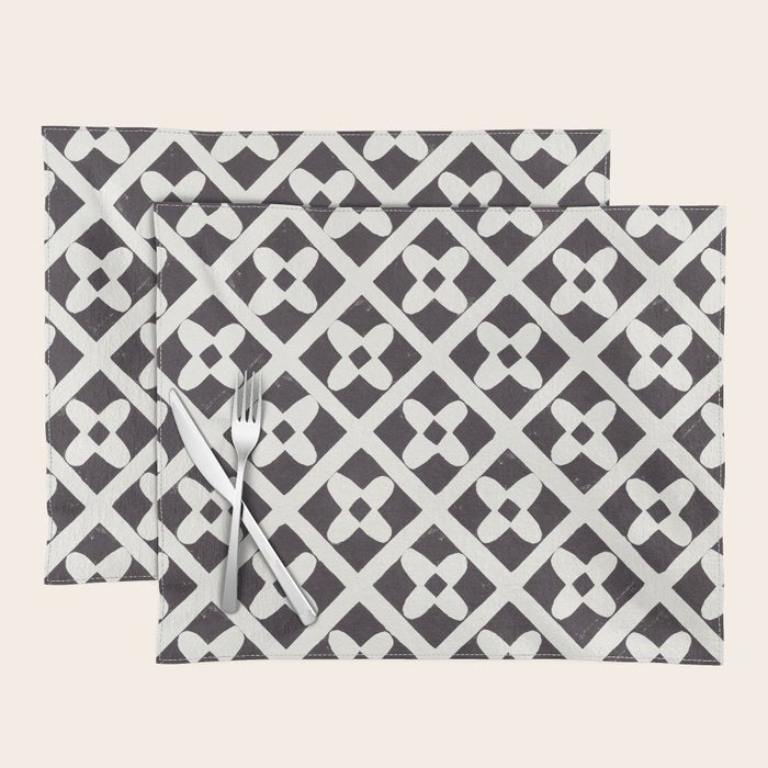 Floral Tiles Pattern / Lino Print Placemat Gallery Image 1
