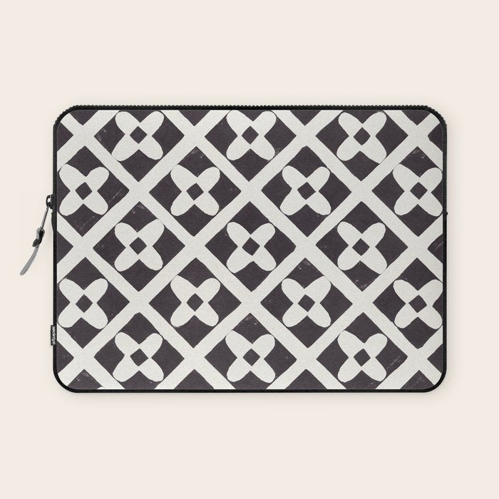 Floral Tiles Pattern / Lino Print Laptop Sleeve Gallery Image 1