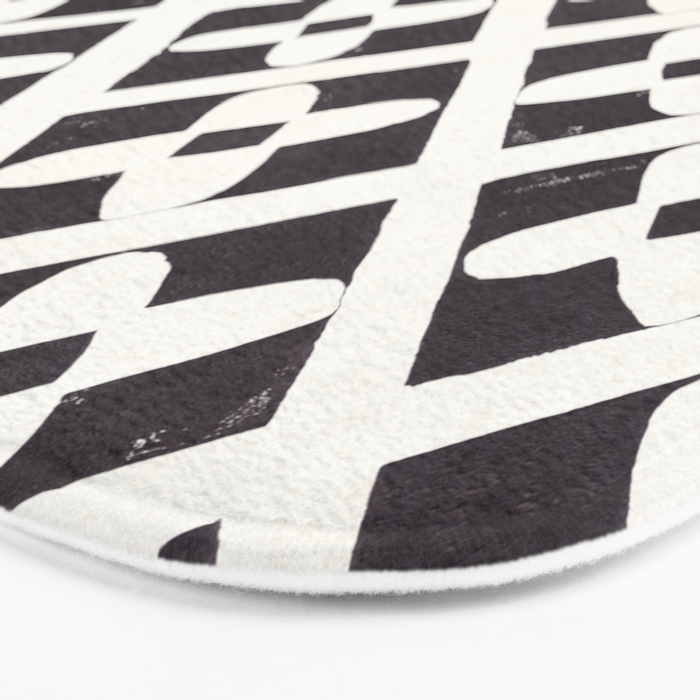 Floral Tiles Pattern / Lino Print Bath Mat Gallery Image 3