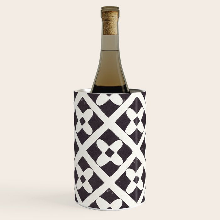 Floral Tiles Pattern / Lino Print Wine Chiller Gallery Image 1