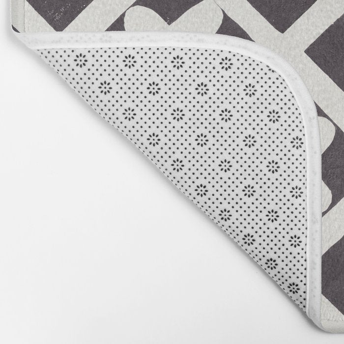 Floral Tiles Pattern / Lino Print Bath Mat Gallery Image 2