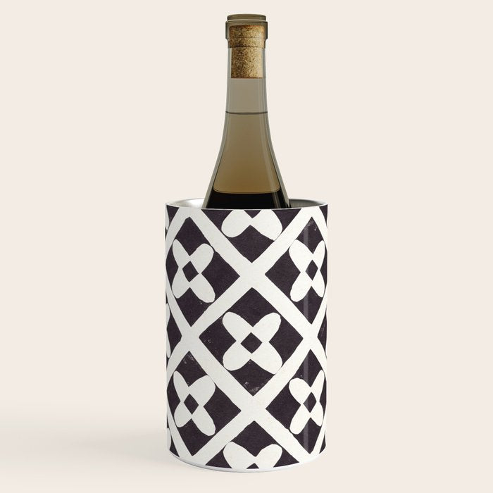 Floral Tiles Pattern / Lino Print Wine Chiller Gallery Image 3