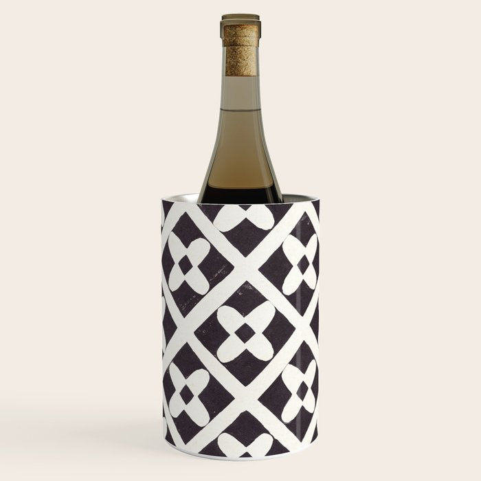 Floral Tiles Pattern / Lino Print Wine Chiller Gallery Image 2
