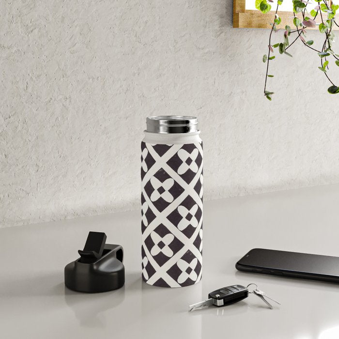 Floral Tiles Pattern / Lino Print Water Bottle Gallery Image 4