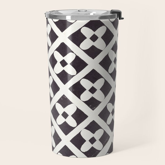 Floral Tiles Pattern / Lino Print Travel Mug Gallery Image 2