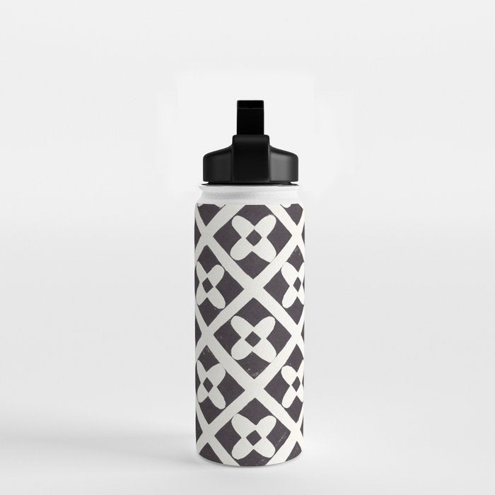 Floral Tiles Pattern / Lino Print Water Bottle Gallery Image 2
