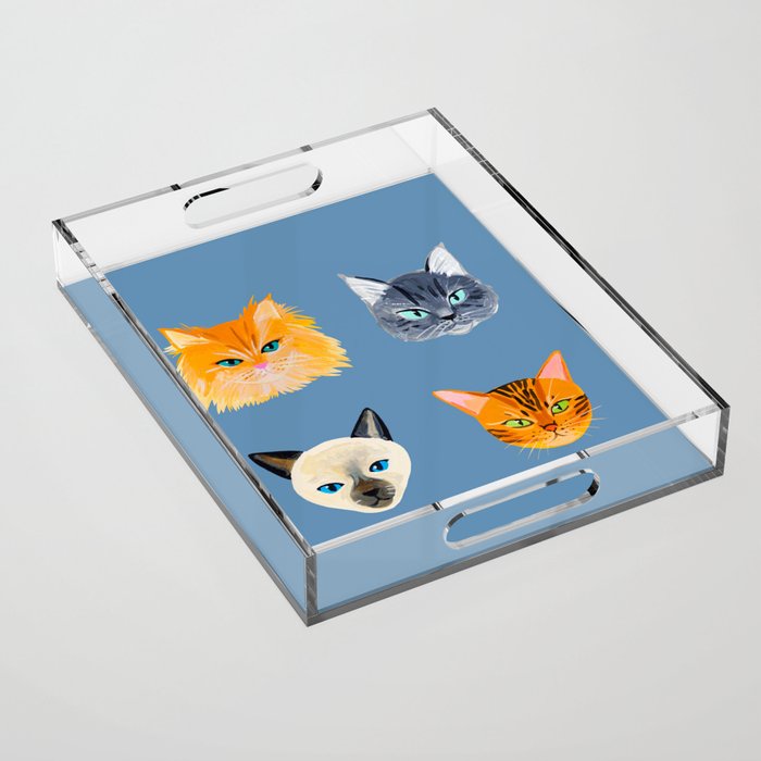 Cats Blue Acrylic Tray Gallery Image 1