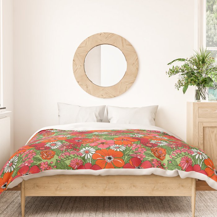 Retro Floral Pillowcase Duvet Cover Gallery Image 3