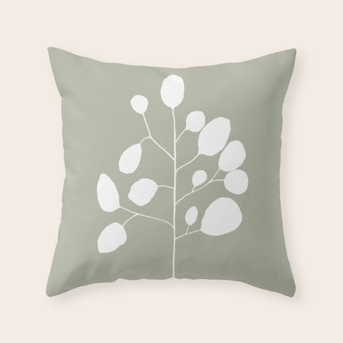 Large Eucalyptus (Linen Sage) Throw Pillow Gallery Image 6