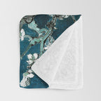 Van Gogh Almond Blossoms : Dark Teal Throw Blanket Gallery Image 3