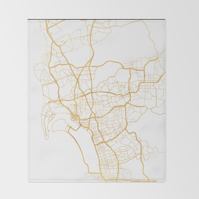SAN DIEGO CALIFORNIA CITY STREET MAP ART Throw Blanket Gallery Image 2