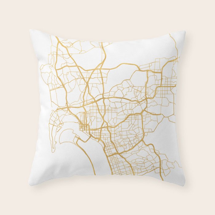 SAN DIEGO CALIFORNIA CITY STREET MAP ART Throw Pillow Gallery Image 1