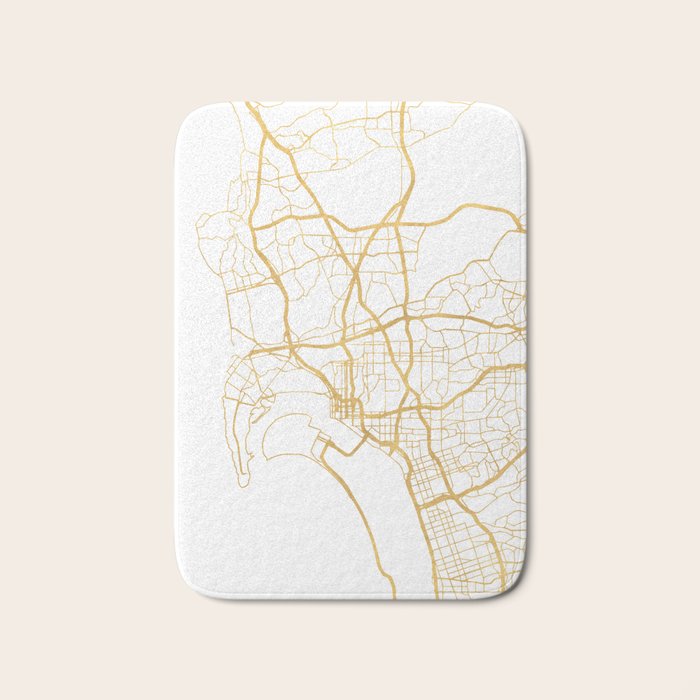 SAN DIEGO CALIFORNIA CITY STREET MAP ART Bath Mat Gallery Image 1