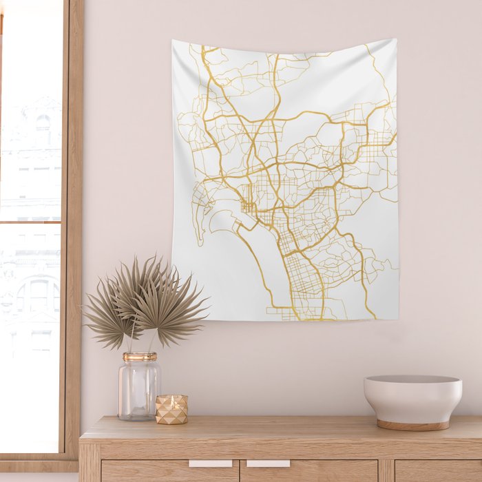 SAN DIEGO CALIFORNIA CITY STREET MAP ART Wall Tapestry Gallery Image 2