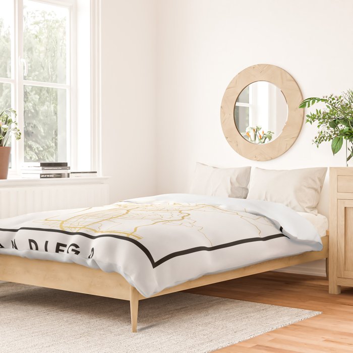 SAN DIEGO CALIFORNIA CITY STREET MAP ART Duvet Cover Gallery Image 2