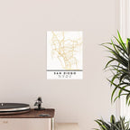 SAN DIEGO CALIFORNIA CITY STREET MAP ART Poster Gallery Image 2