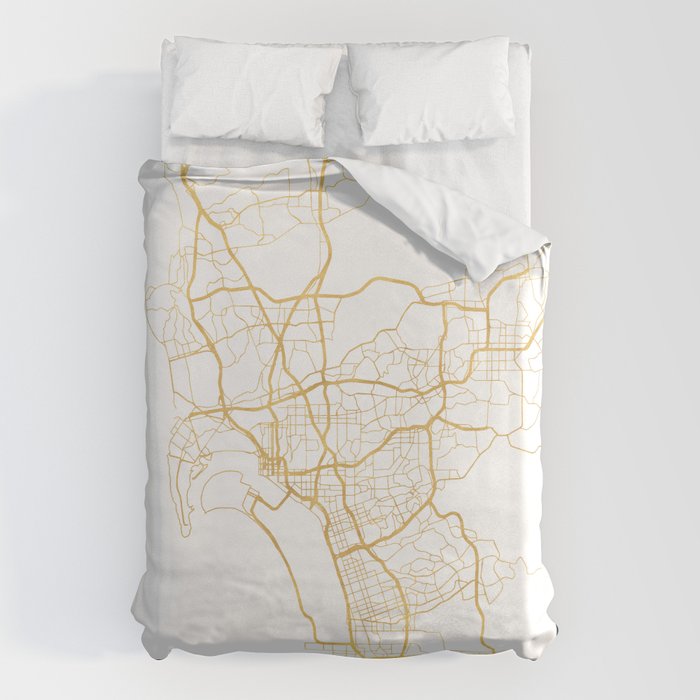 SAN DIEGO CALIFORNIA CITY STREET MAP ART Duvet Cover Gallery Image 1