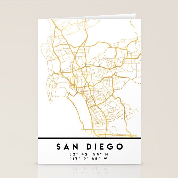 SAN DIEGO CALIFORNIA CITY STREET MAP ART Stationery Card Gallery Image 2