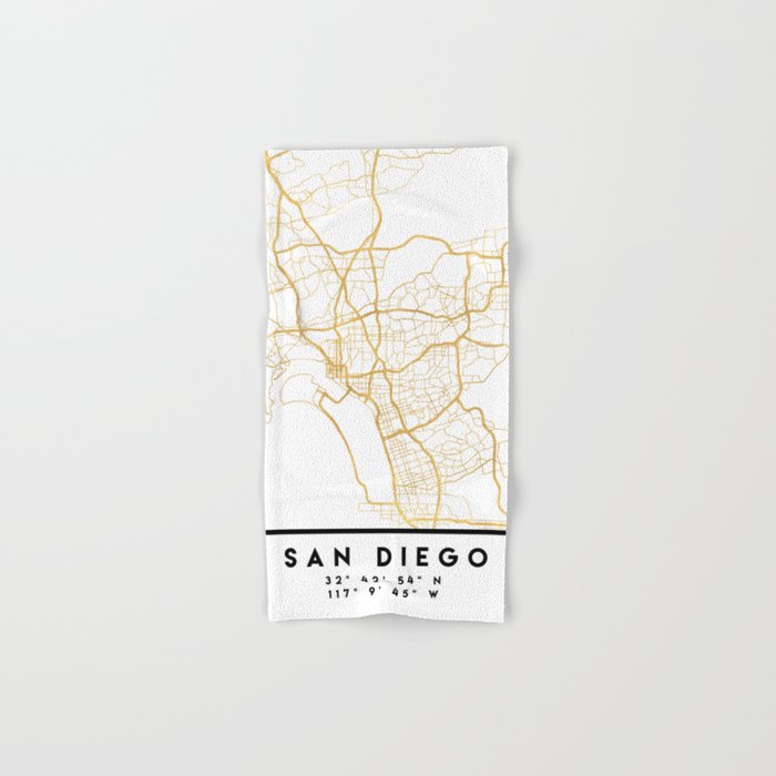 SAN DIEGO CALIFORNIA CITY STREET MAP ART Bath Towel Gallery Image 1