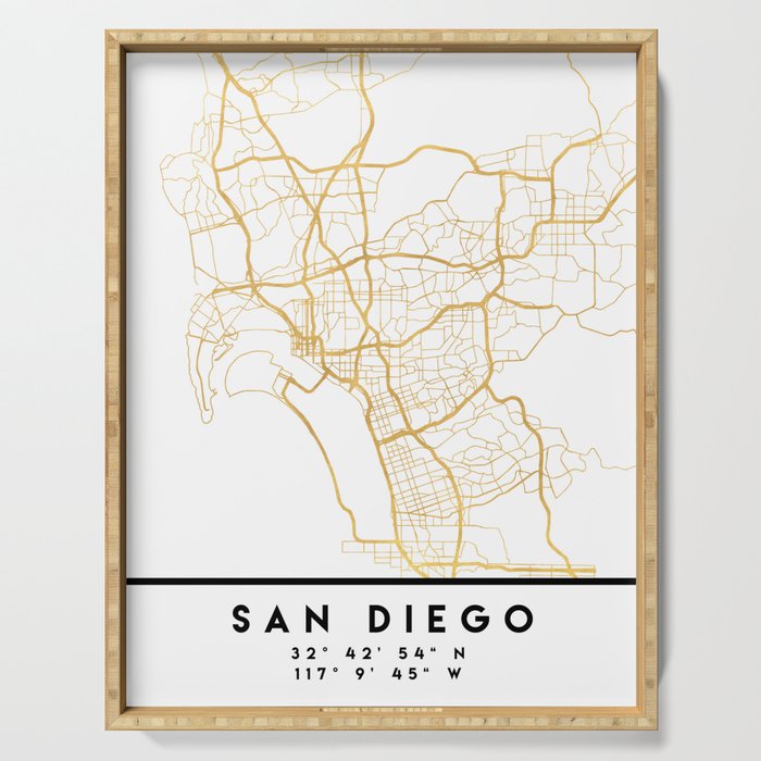 SAN DIEGO CALIFORNIA CITY STREET MAP ART Serving Tray Gallery Image 1