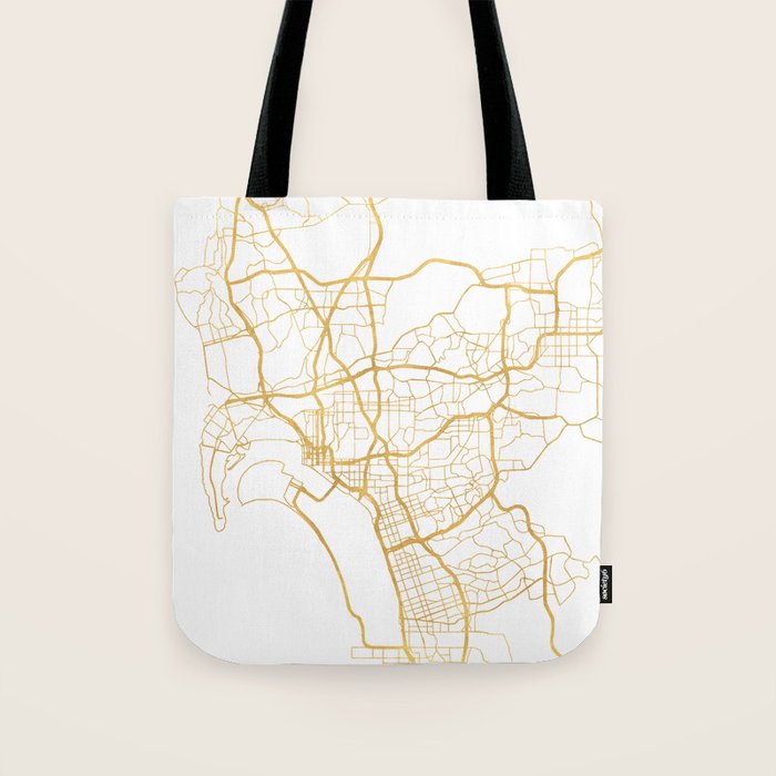 SAN DIEGO CALIFORNIA CITY STREET MAP ART Tote Bag Gallery Image 1