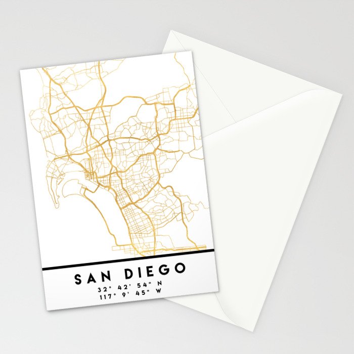 SAN DIEGO CALIFORNIA CITY STREET MAP ART Stationery Card Gallery Image 2