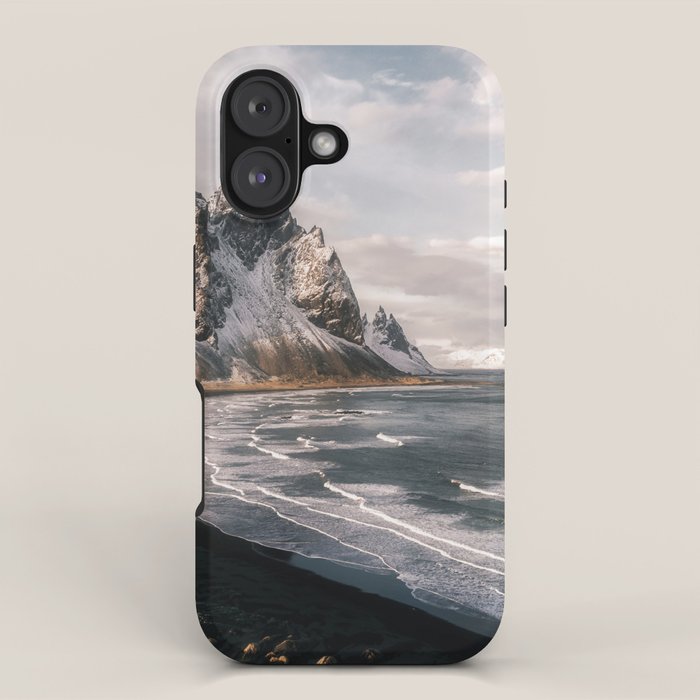 Stokksnes Icelandic Mountain Beach Sunset - Landscape Photography iPhone Case Gallery Image 1